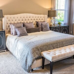 King-Size Tufted Ottoman Bed in Grey