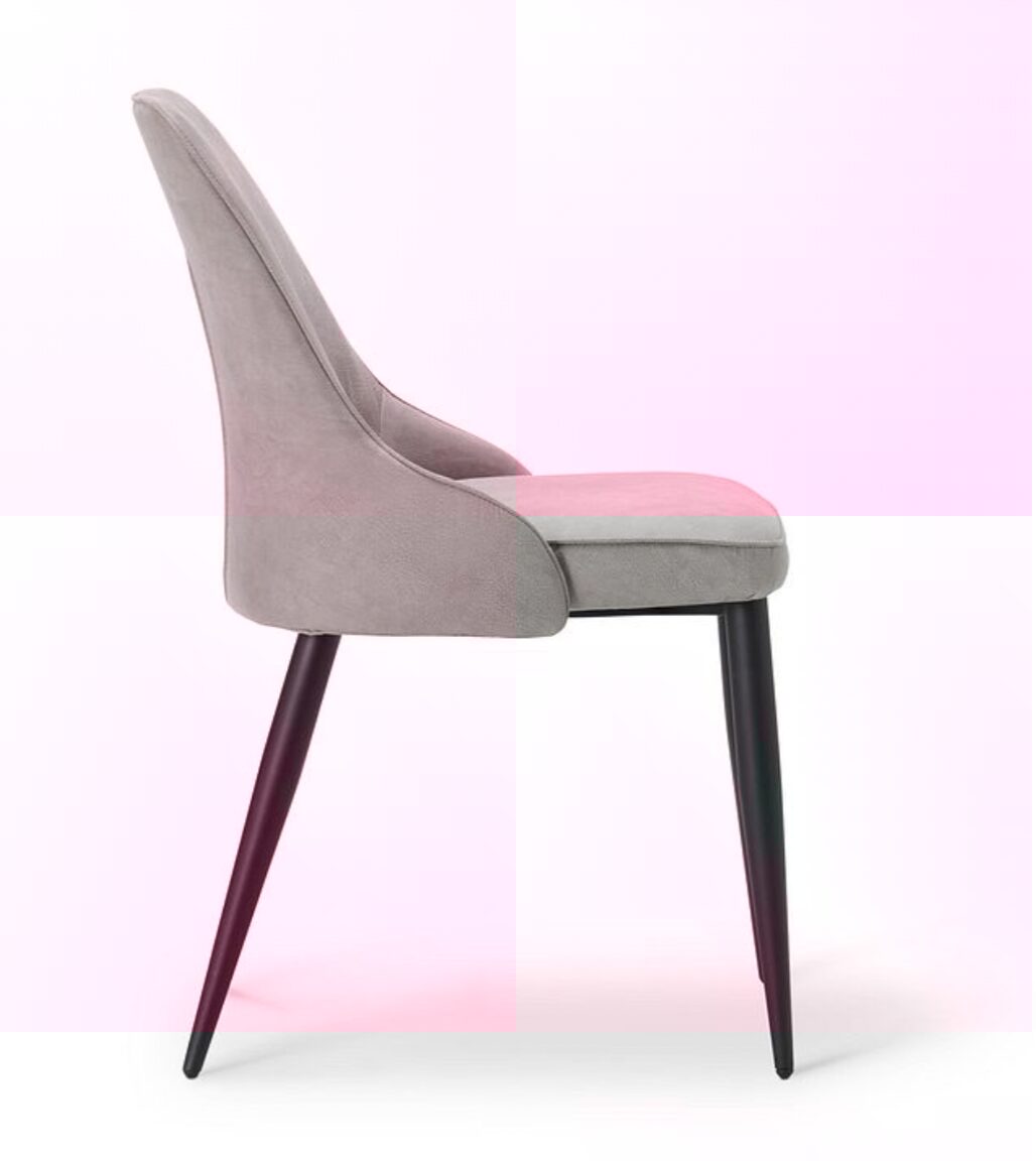 ARIA Light Grey Suede-Look Dining Chair - Image 3
