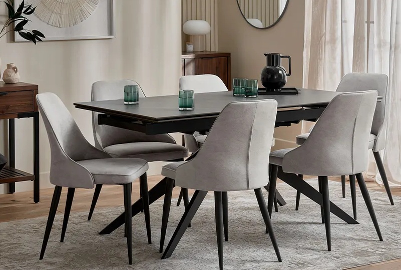 aria dining chair in light grey with black metal legs 67126ac2e8099