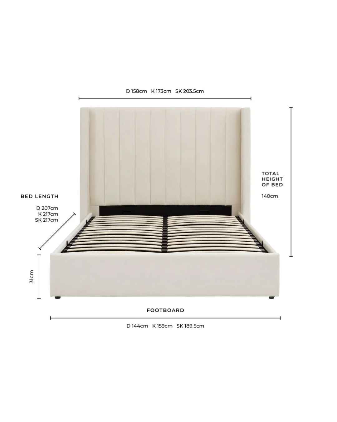 madison ottoman storage velvet bed ecru 4