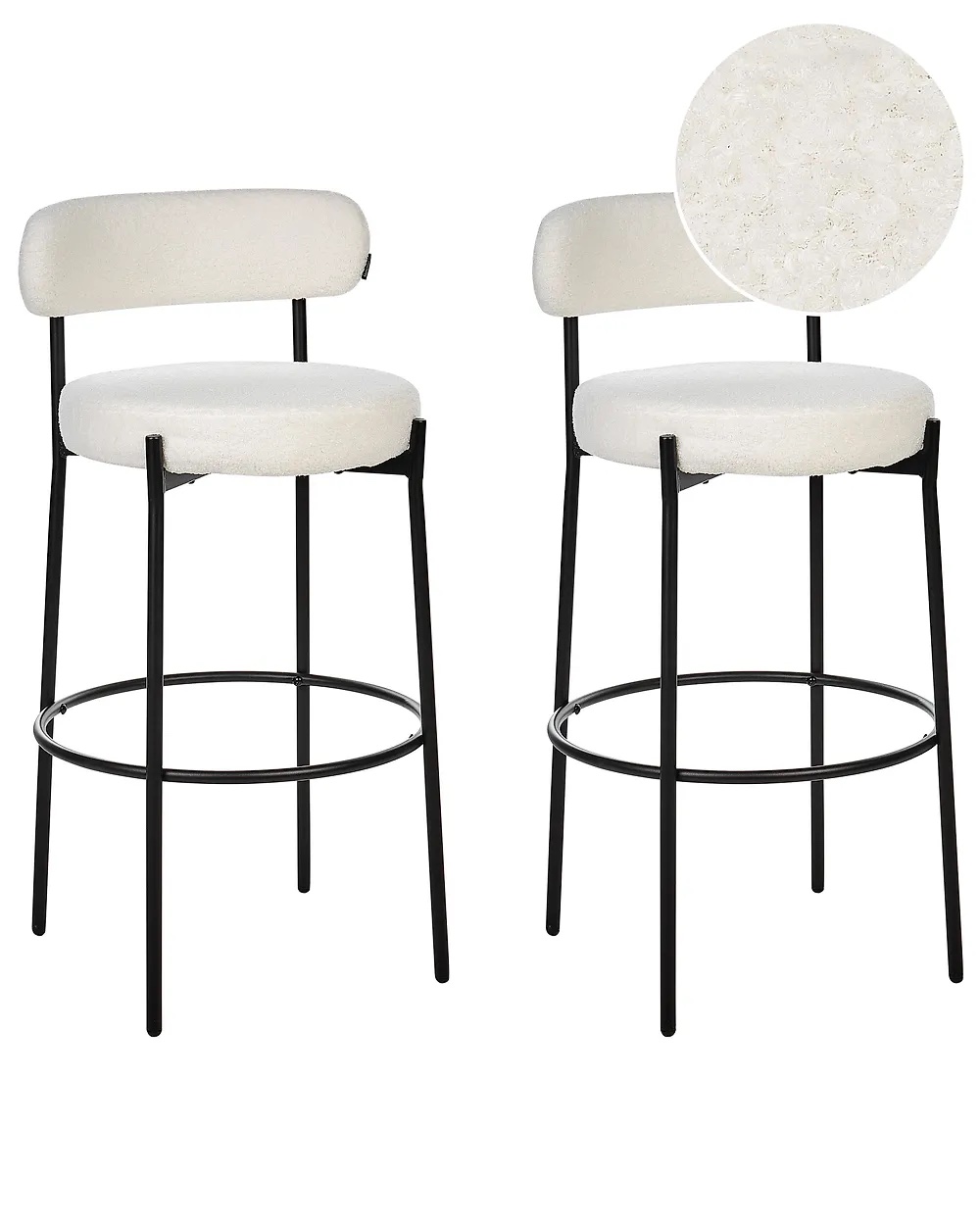 ALLISON Boucle White Bar Chairs