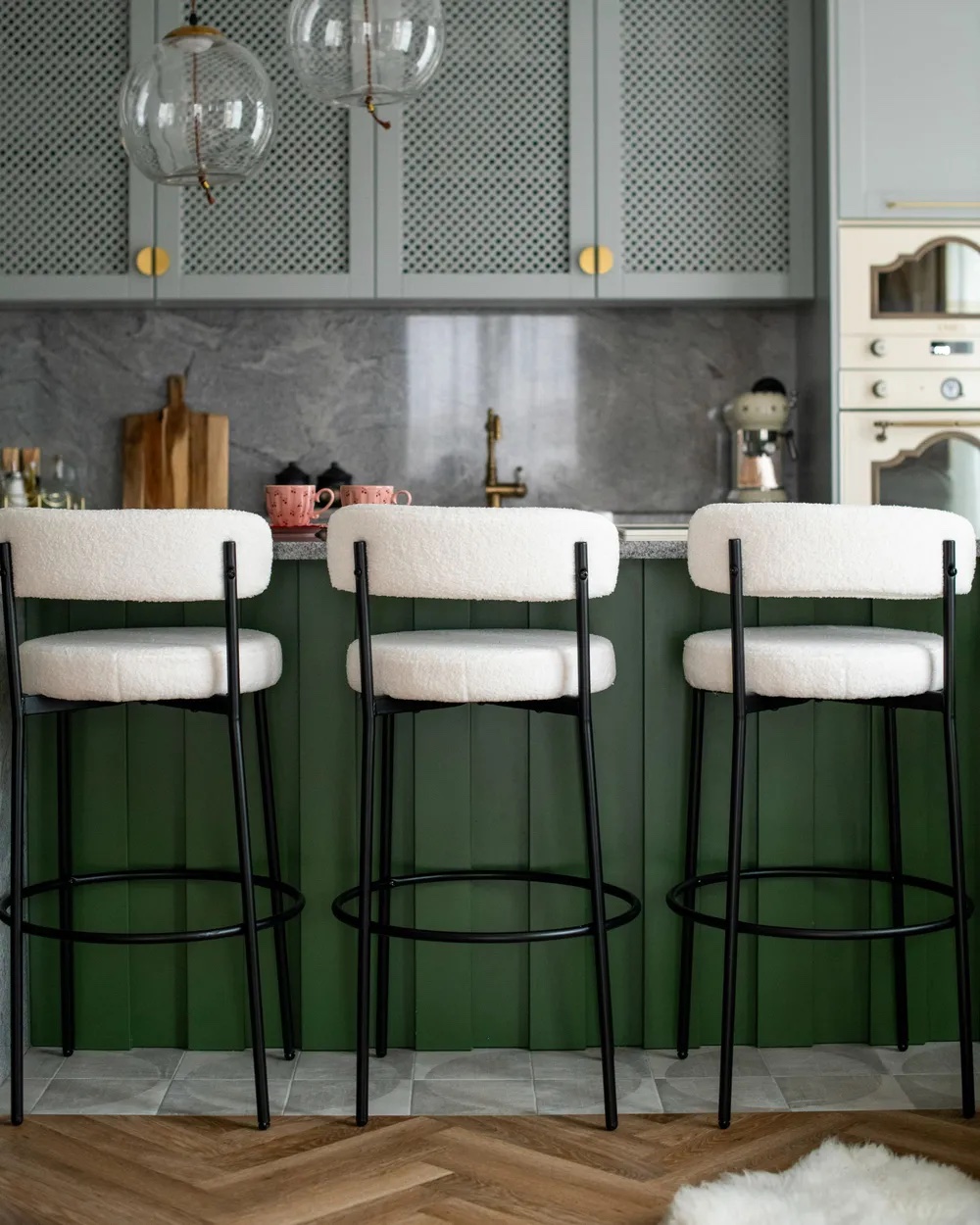 ALLISON Boucle White Bar Chairs - Image 2